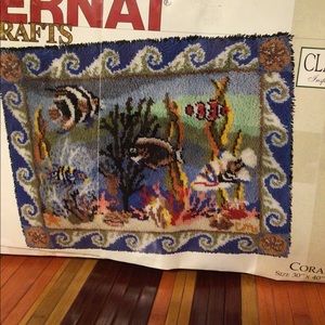 Bernat Latch Hook Coral Reef Rug Wall Hanging 30” x 40”.  READ DESCRIPTION